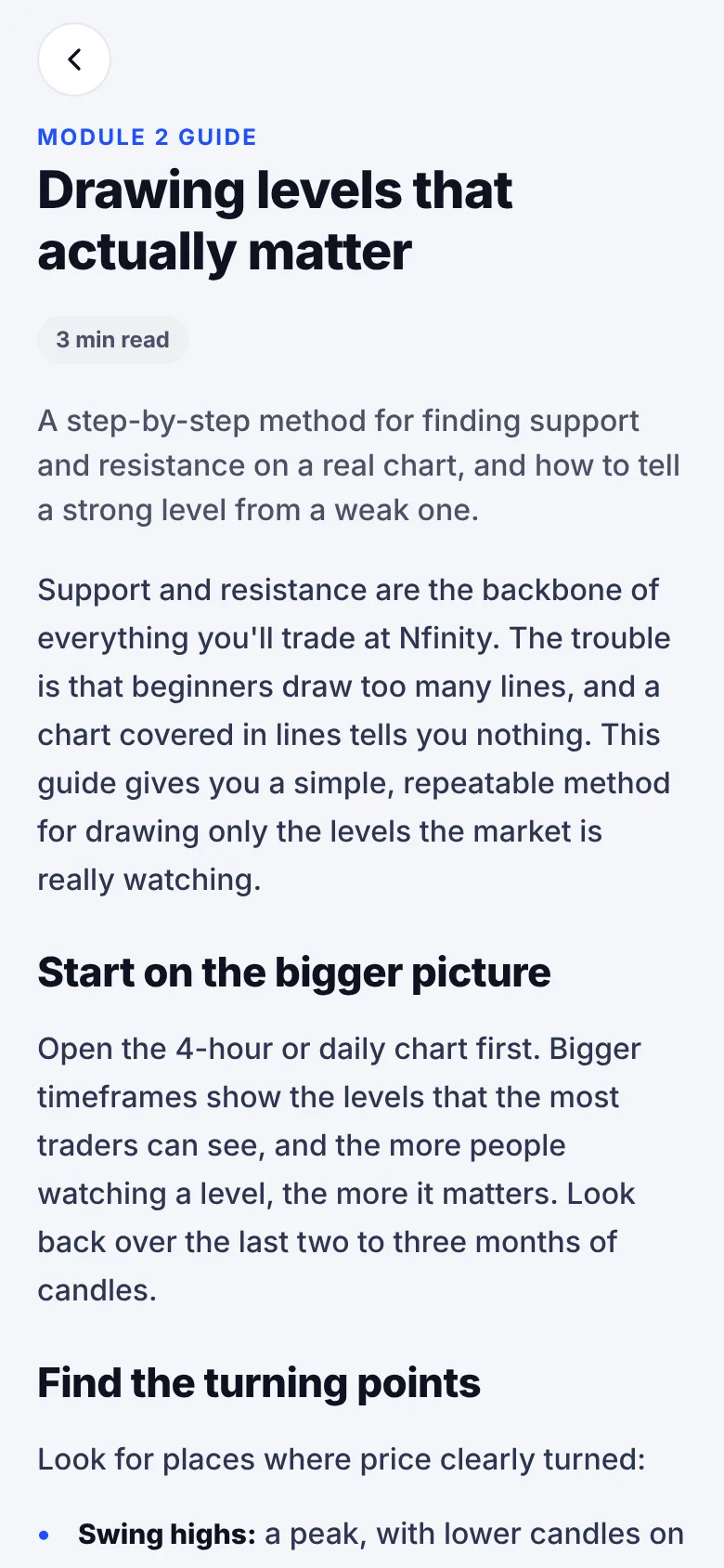 An in-depth guide in the Nfinity app